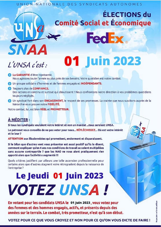 Profession de foi unsa fedex